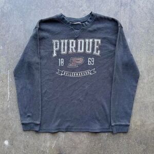 Purdue University Boilermakers Black Thermal Long Sleeve Shirt Size Medium